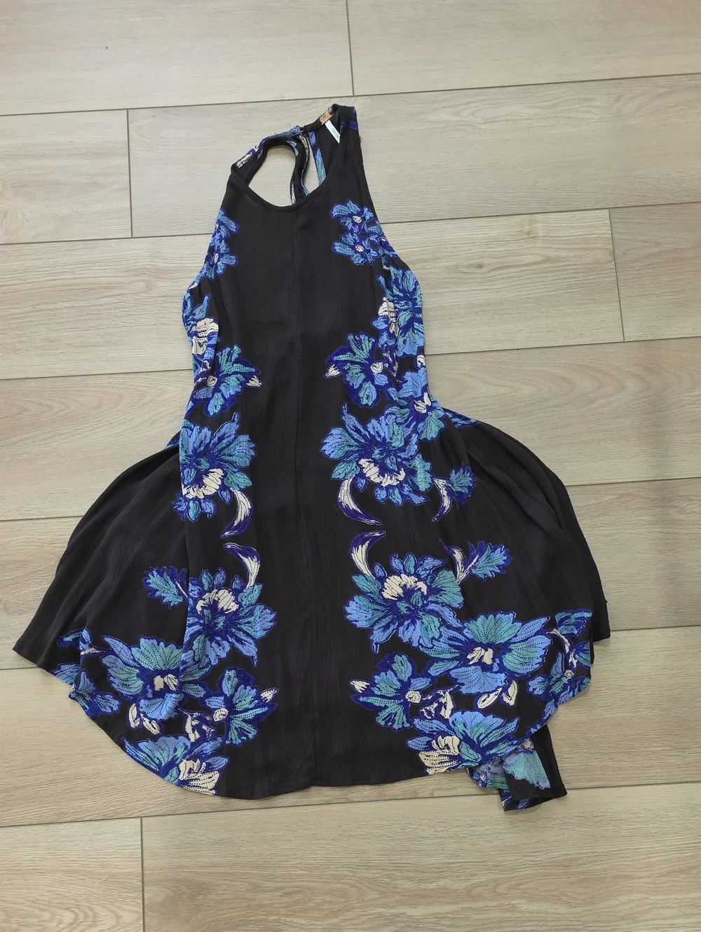 Free People Floral Lace-Up Back Mini Slip Dress Beach Cover Up